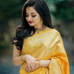 Yellow Soft Lichi Silk Saree