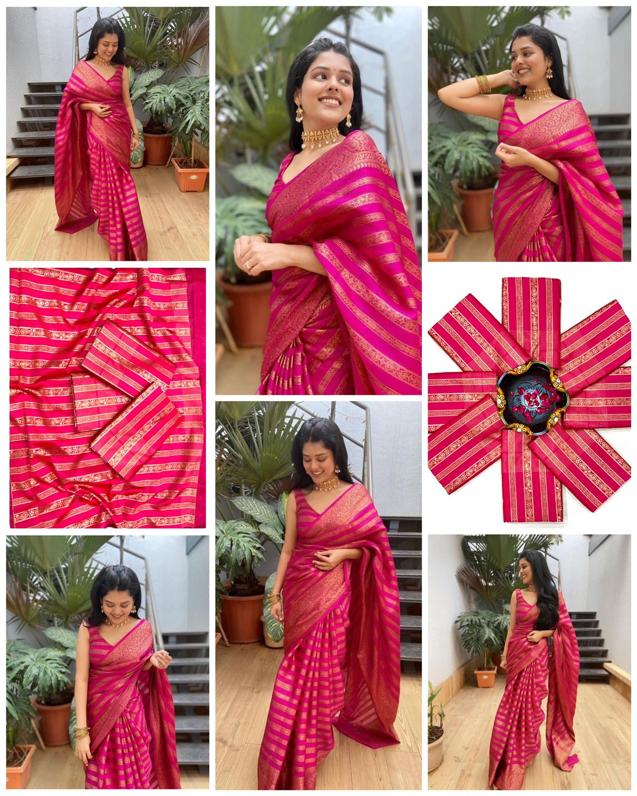 Maroon Soft Lichi Silk   Saree