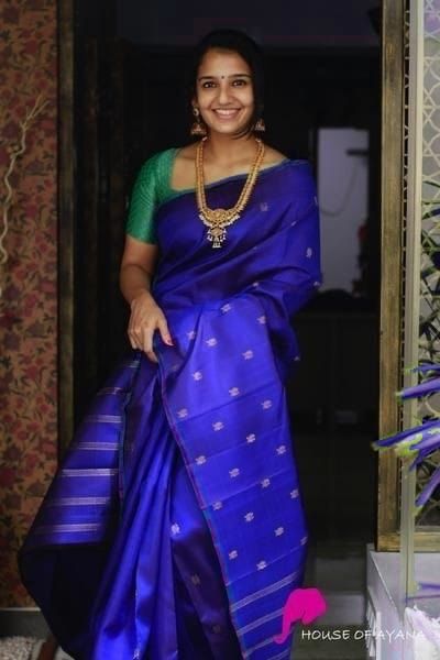 Blue Soft Lichi Silk Cloth Saree