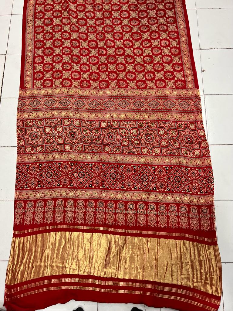 Modal Gajji silk material with print  Saree
