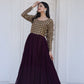 Women Embroidered Georgette Gown Wine
