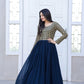 Women Embroidered Georgette Gown Blue