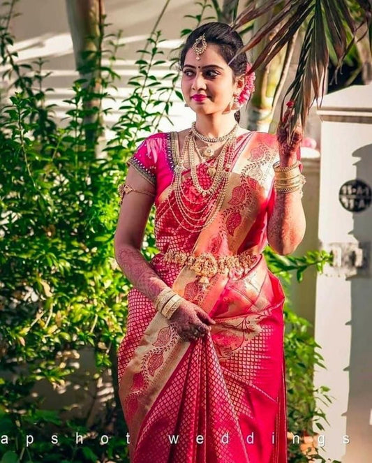 Red  Banarasi Art Silk Saree