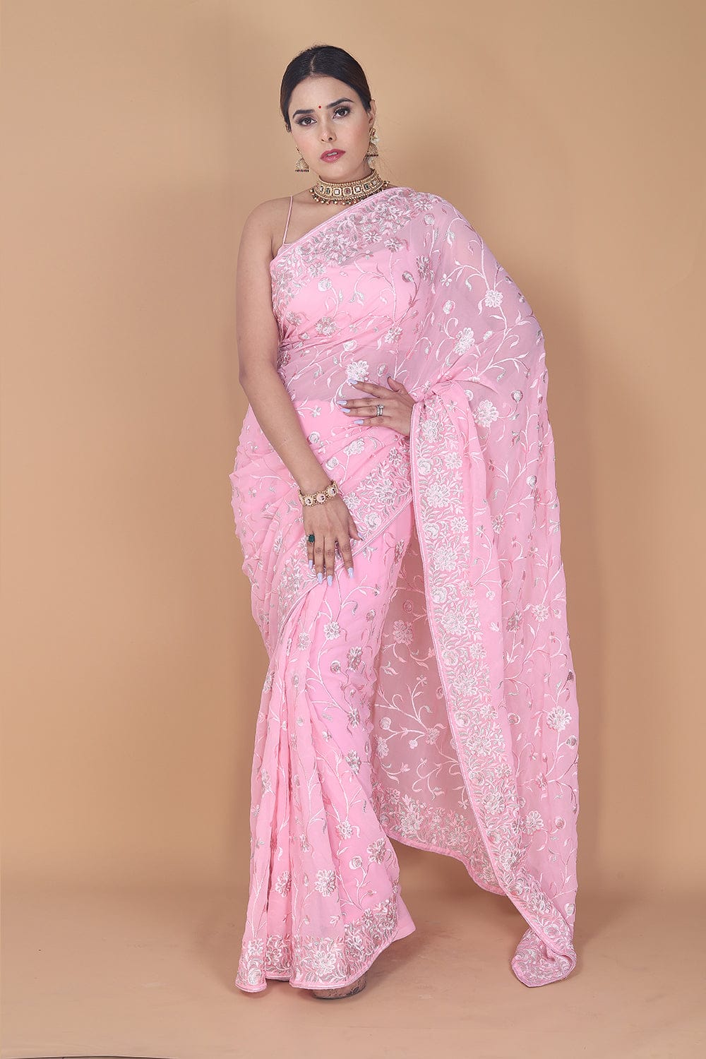 Soft Georgette  Designer Thread & Zari Pallu Saree