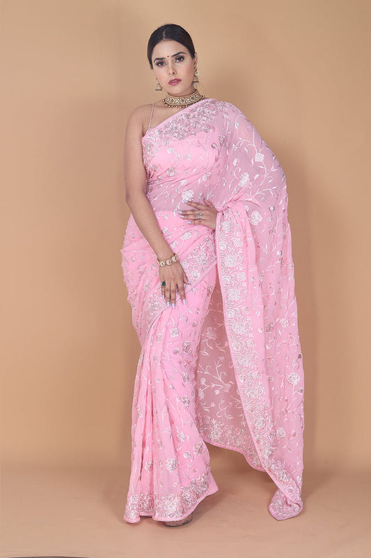 Soft Georgette  Designer Thread & Zari Pallu Saree