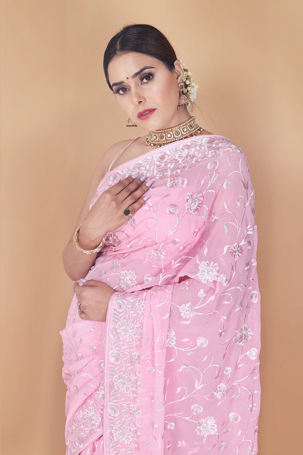 Soft Georgette  Designer Thread & Zari Pallu Saree