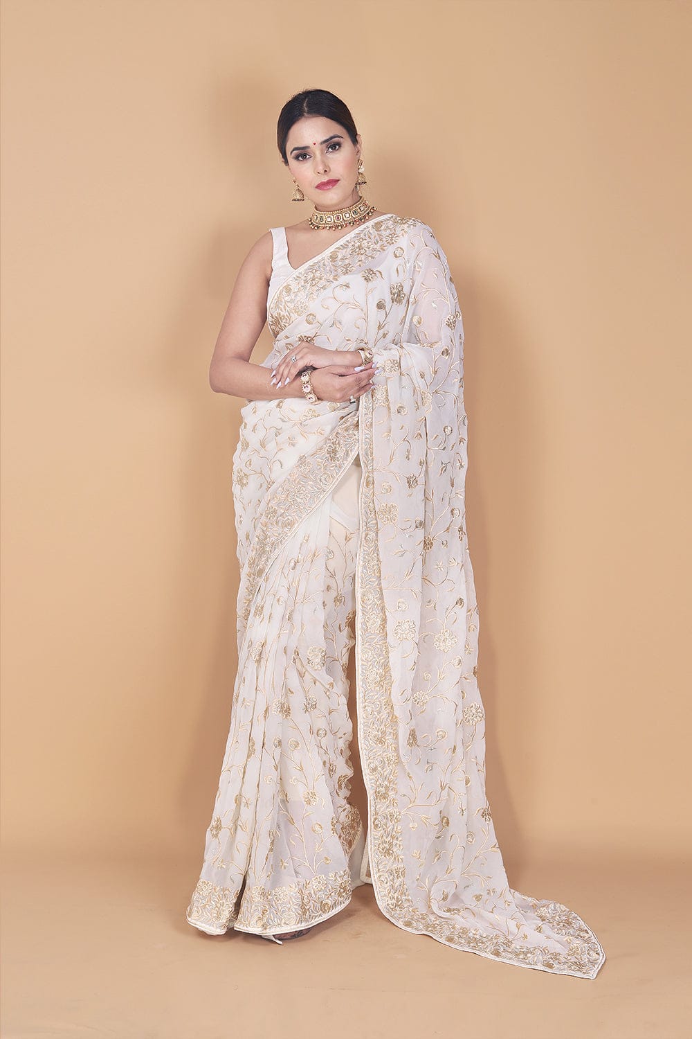 Soft Georgette  Designer Thread & Zari Pallu Saree