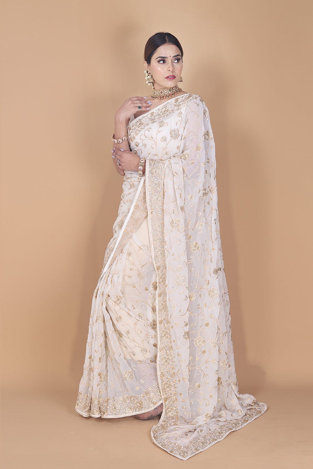 Soft Georgette  Designer Thread & Zari Pallu Saree