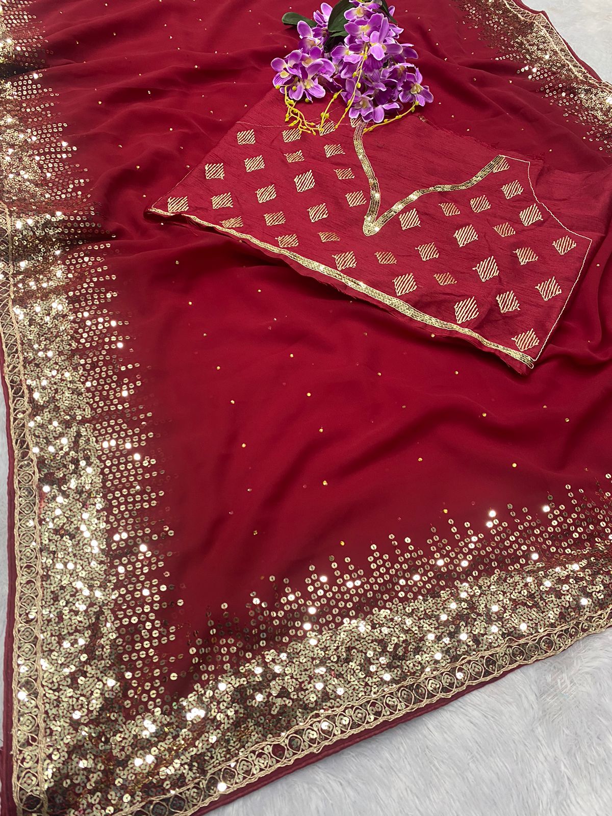 Soft Georgette Fabric Along With Designer  Sequence Work