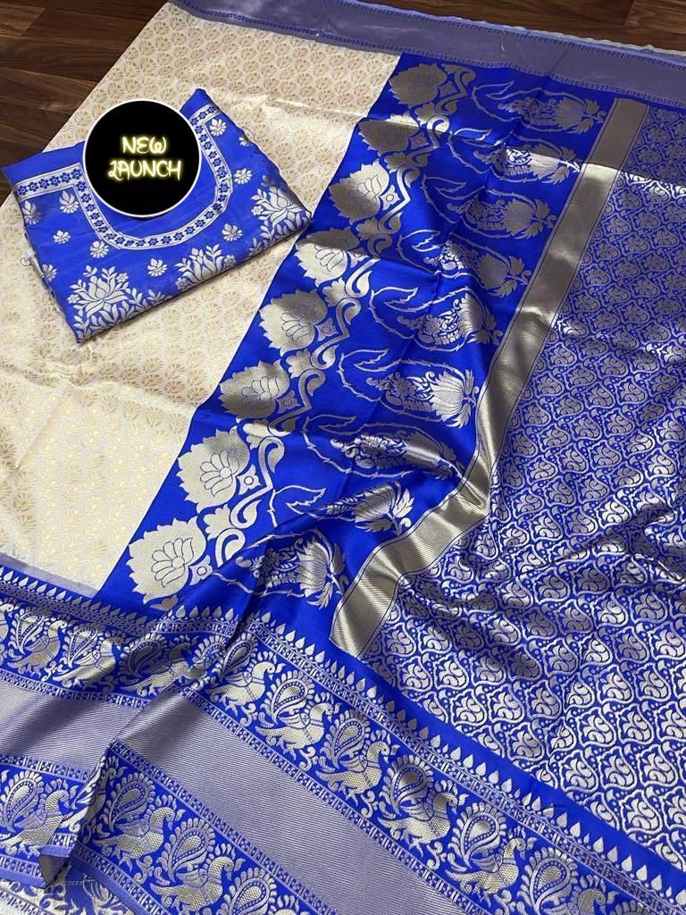 Printed Banarasi Silk Blend  Saree