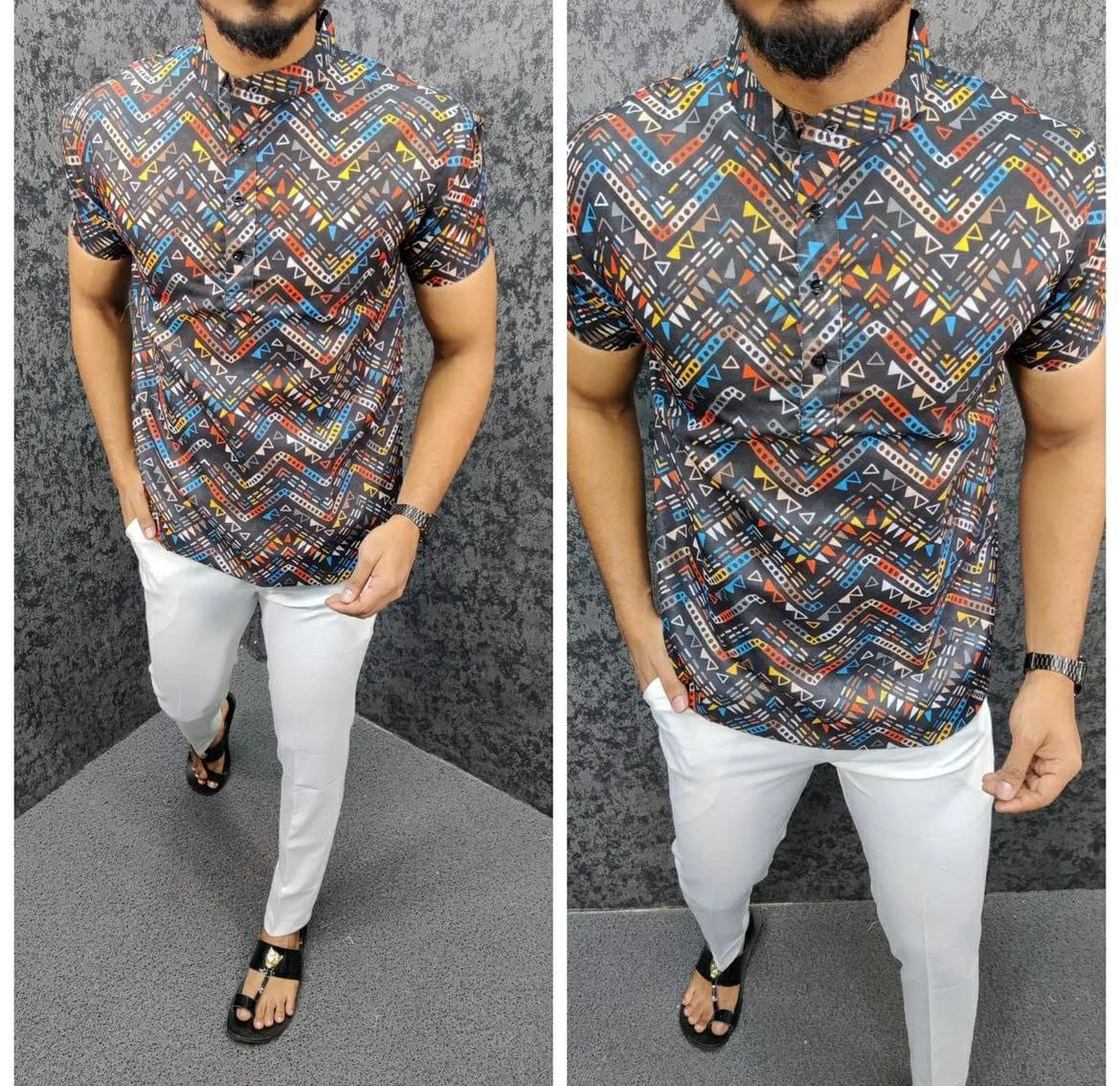 Printed Short Kurta for Men | Cotton Short Kurta