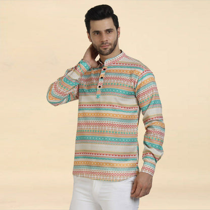 New Printed Short Kurta for Men | Cotton Short Kurta Shirt