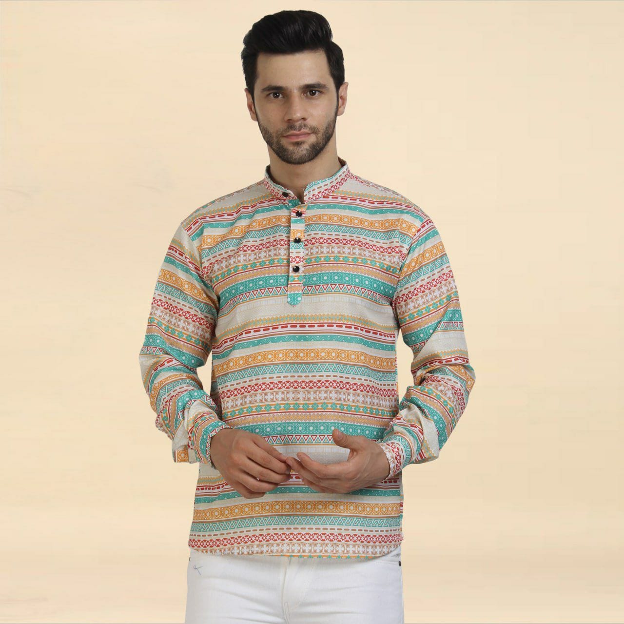 New Printed Short Kurta for Men | Cotton Short Kurta Shirt