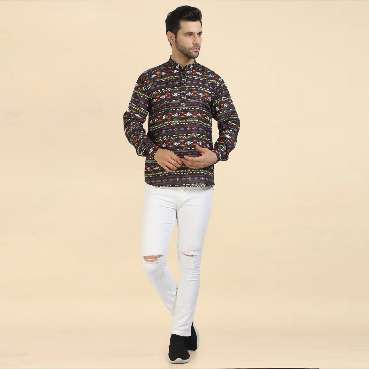 Printed Short Kurta for Men | Cotton Short Kurta Shirt