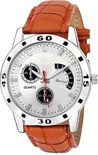Analog Men's Watch White Dial  Colored Strap