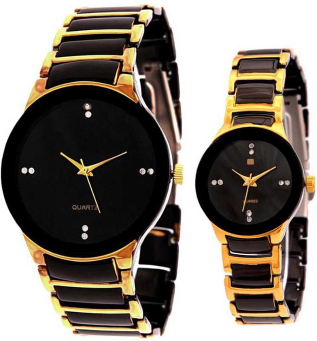 Analogue Men & Women's Watch (Silver Dial Golden Silver Colored Strap) (Pack of 2)