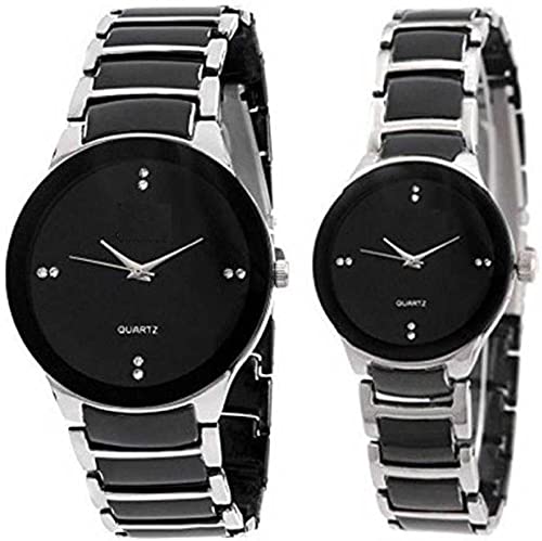 Analogue Men & Women's Watch (Silver Dial Golden Silver Colored Strap) (Pack of 2)