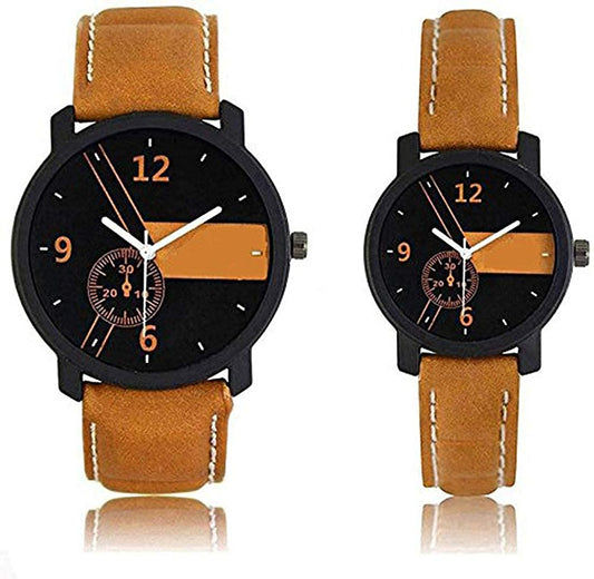 Couple Watch with Hubby-Wifey Dial Watch for Men pack 2