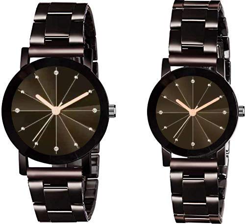 Acnos Steel Strap Analog Watch Combo for Couple Pack of - 2